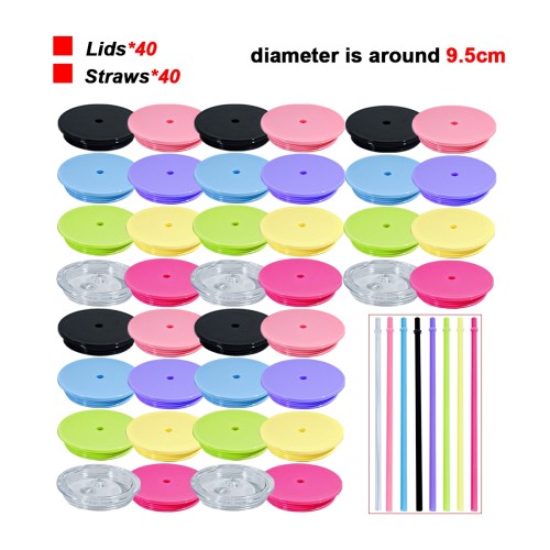 AGH US Replacement Lids 40pcs for 12oz 16oz 24oz PlasticSnow Globe Coffee Mug Glitter Tumbler Colors MixedDrinkware