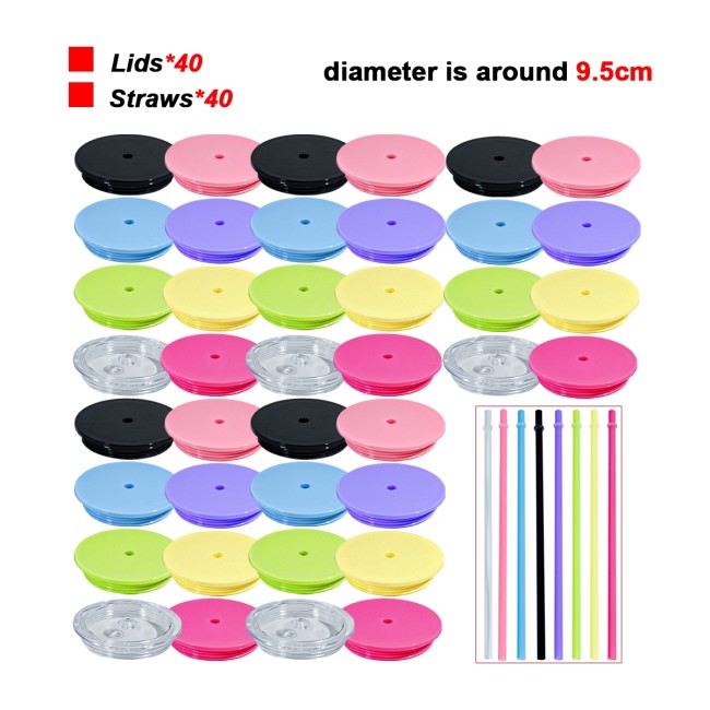 AGH US Replacement Lids 40pcs for 12oz 16oz 24oz PlasticSnow Globe Coffee Mug Glitter Tumbler Colors MixedDrinkware