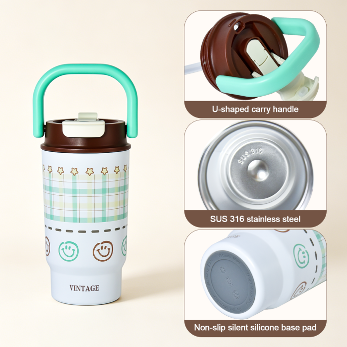 480ml 2-pack Gift packing 480ml Stainless Steel Water Bottle Portable Handheld Insulated Travel Coffee Mug Leakproof Thermal Cup for Outdoor Sports