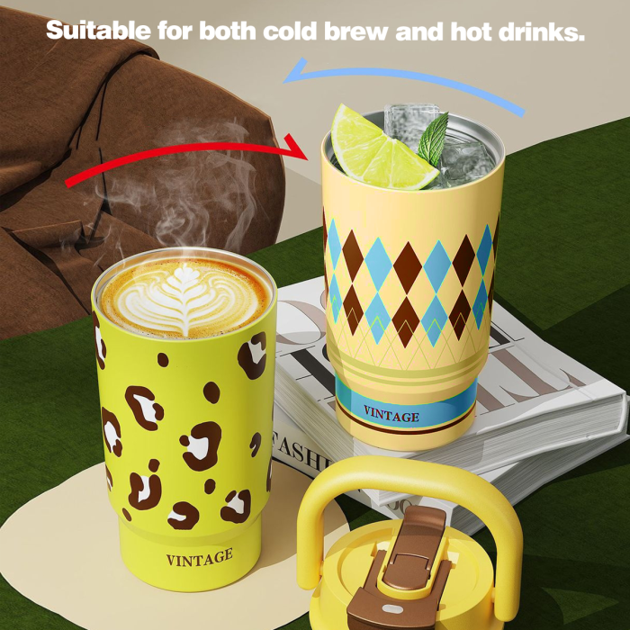 480ml 2-pack Gift packing 480ml Stainless Steel Water Bottle Portable Handheld Insulated Travel Coffee Mug Leakproof Thermal Cup for Outdoor Sports