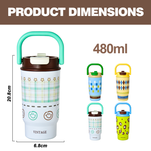 480ml 2-pack Gift packing 480ml Stainless Steel Water Bottle Portable Handheld Insulated Travel Coffee Mug Leakproof Thermal Cup for Outdoor Sports