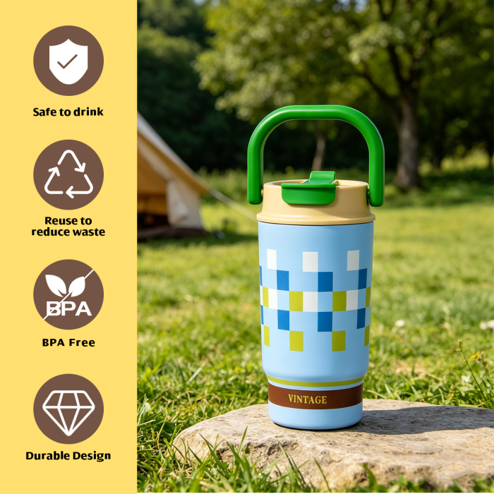 480ml 2-pack Gift packing 480ml Stainless Steel Water Bottle Portable Handheld Insulated Travel Coffee Mug Leakproof Thermal Cup for Outdoor Sports