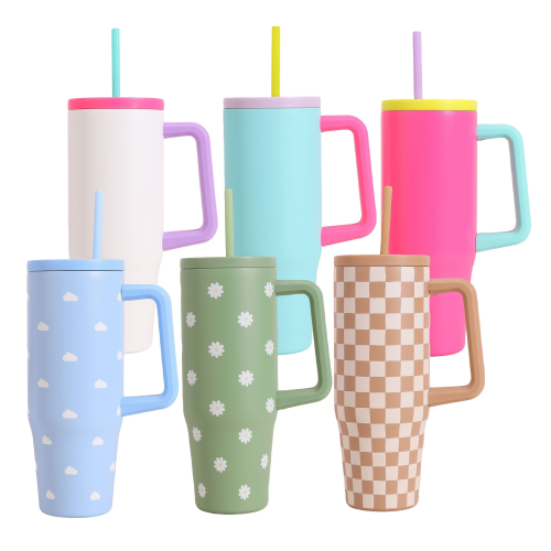 US Warehouse 1-pack cute big capacity 30oz stainless steel tumbler with handle