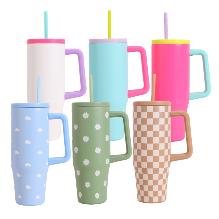 US Warehouse 1-pack cute big capacity 30oz stainless steel tumbler with handle