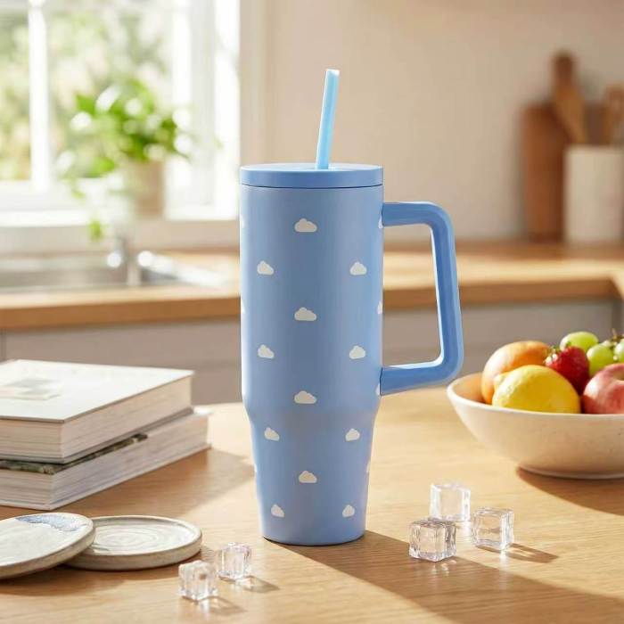 US Warehouse 1-pack cute big capacity 30oz stainless steel tumbler with handle