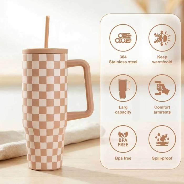 US Warehouse 1-pack cute big capacity 30oz stainless steel tumbler with handle