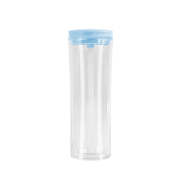 AGH 10pcs 20 OZ Snow Globe double wall plastic tumbler With Pre Drilled Hole And Plugs and flip straw lids for glitter DIY,  Reusable Drinkware Portable Cup