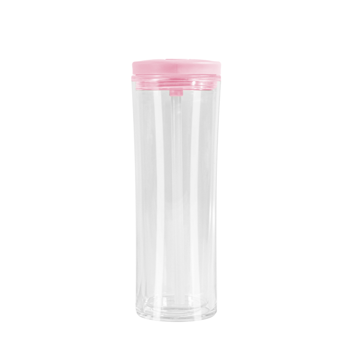 AGH 10pcs 20 OZ Snow Globe double wall plastic tumbler With Pre Drilled Hole And Plugs and flip straw lids for glitter DIY,  Reusable Drinkware Portable Cup