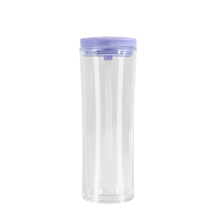 AGH 10pcs 20 OZ Snow Globe double wall plastic tumbler With Pre Drilled Hole And Plugs and flip straw lids for glitter DIY,  Reusable Drinkware Portable Cup