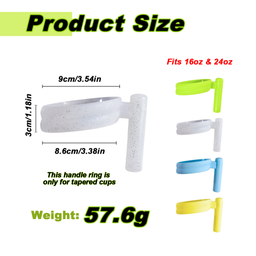 AGH 4PCS Replacement Cup Handles Fit 16oz & 24oz Double Wall Plastic Snow Globe Tumbler, Cute 4 Mixed Color Individual Mug Handles Only, Protect Cup Surface Clean, Easy to Grab