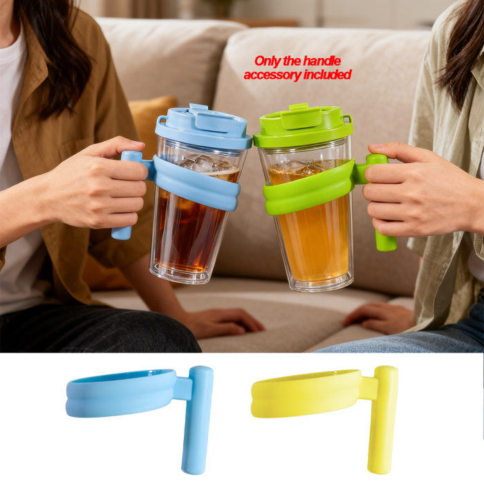 AGH 4PCS Replacement Cup Handles Fit 16oz & 24oz Double Wall Plastic Snow Globe Tumbler, Cute 4 Mixed Color Individual Mug Handles Only, Protect Cup Surface Clean, Easy to Grab