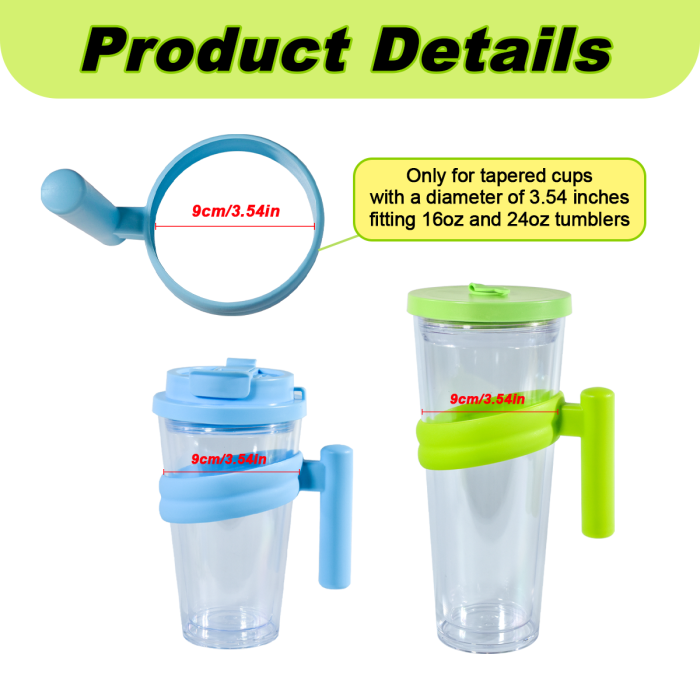 AGH 4PCS Replacement Cup Handles Fit 16oz & 24oz Double Wall Plastic Snow Globe Tumbler, Cute 4 Mixed Color Individual Mug Handles Only, Protect Cup Surface Clean, Easy to Grab