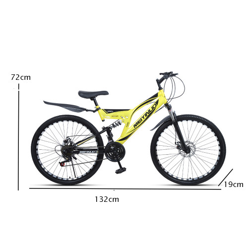 26 Inch 21 Speed Mountain Bike, High Carbon Steel K-Type Double Shock Absorption Adult Bicycle Mechanical Disc Brakes