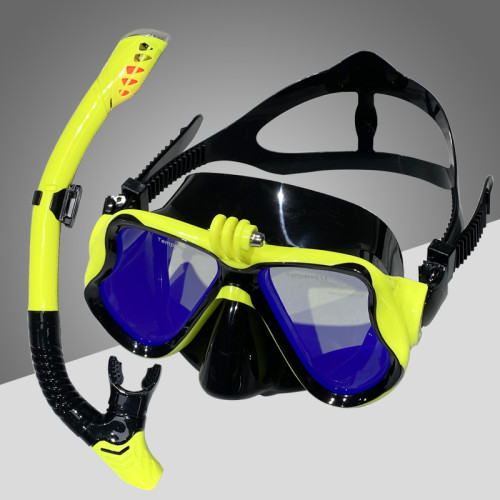 Diving Mask With Sports Camera Mount Electroplate Tempered Glass Silicone Mask is Safe and Comfortable