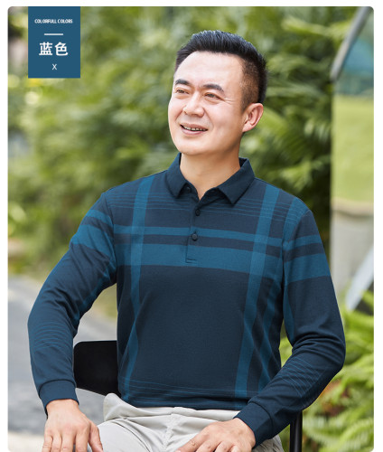 Autumn tops T-shirt long-sleeved middle-aged men's bottoming shirt suit middle-aged and elderly plus velvet autumn and winter style