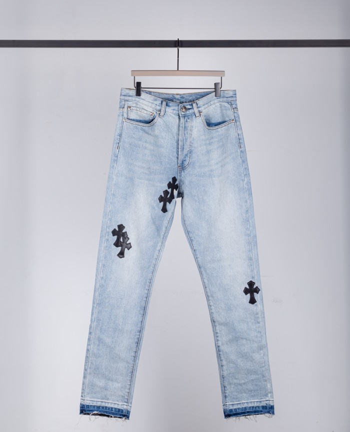 Croix Cross Loose Straight Đa Năng Cao cấp Hợp Thời Trang Thương Hiệu Casual Rửa Sạch Kích Thước Lớn Màu Xanh Nhạt Dạo Phố Cao Cấp Quần Jean dành cho Nam