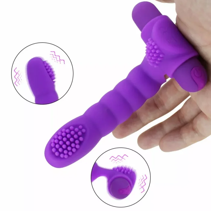 Ngón tay điện máy rung điểm G âm vật máy mát xa kích thích đồ chơi tình dục cho nữ có thể sạc