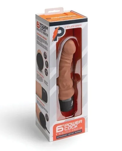 POWERCOCK 6” DILDO RUNG THỰC TẾ – Dương vật giả rung thực tế – Màu be Mocha