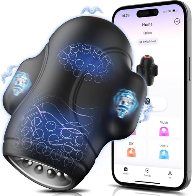 Đồ chơi tình dục nam - Máy thủ dâm nam 4 trong 1 Máy rung dương vật 10 rung và 3 động cơ  Máy thủ dâm nam có điều khiển ứng dụng, Đồ chơi tình dục người lớn bọc 360° để rèn luyện và cải thiện sức bền, Máy tình dục