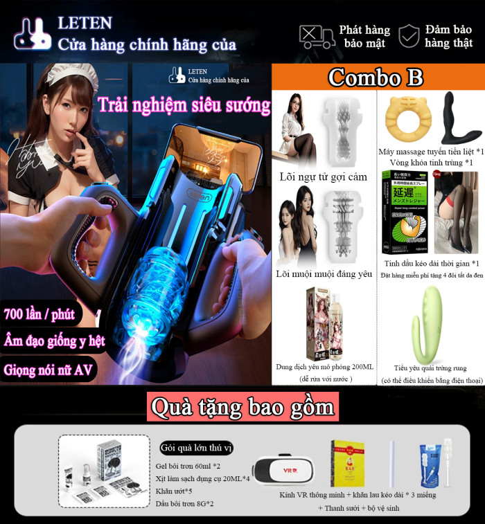 【Nhật Bản / LETEN PRO】Máy thủ dâm co duỗi hoàn toàn thông minh【Mô phỏng nữ giới cao trào co giật / Nữ diễn viên AV phát tiếng trêu ghẹo / Mô phỏng bên trong trinh nữ / Chỉ 3% đàn ông có thể trụ được 5 phút】Đặt hàng miễn phí tặng 2 đôi tất da đen / Quà tặng 18 món【Hỗ trợ kiểm tra hàng trước khi thanh toán】