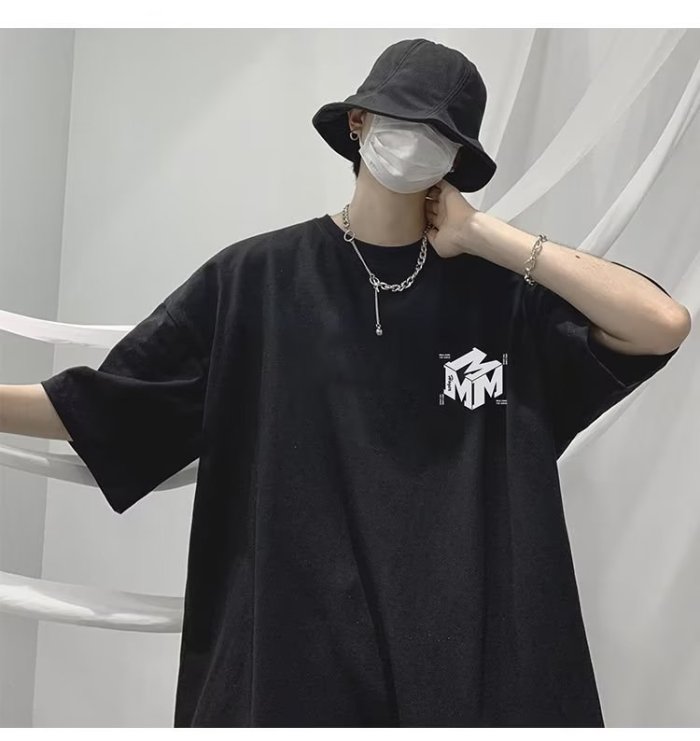 Men's short-sleeved t-shirt trendy brand loose pure cotton 2026 new Hong Kong style summer tops heavyweight T-shirt