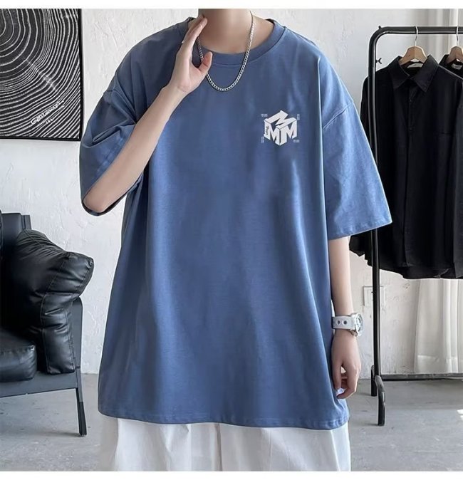 Men's short-sleeved t-shirt trendy brand loose pure cotton 2026 new Hong Kong style summer tops heavyweight T-shirt