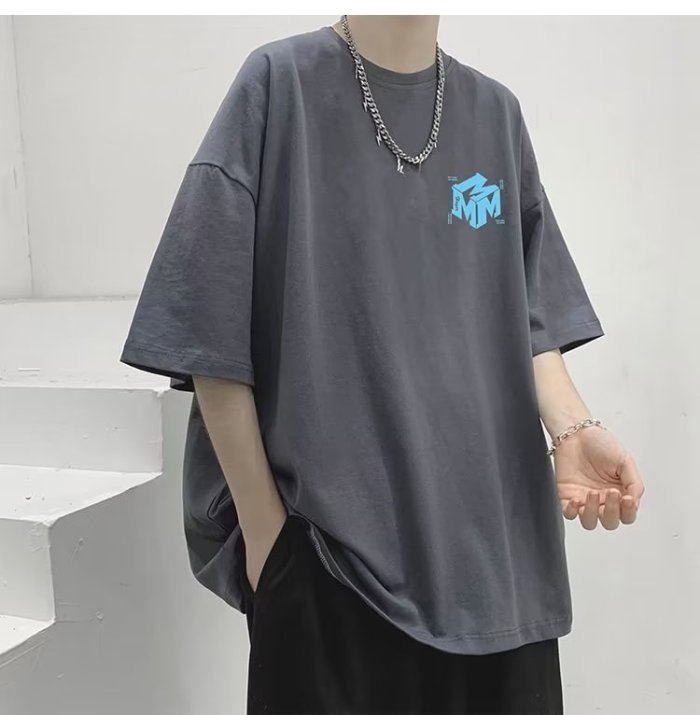 Men's short-sleeved t-shirt trendy brand loose pure cotton 2026 new Hong Kong style summer tops heavyweight T-shirt