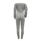 Slash Neck Thickened Space Sleeve Jumpsuit