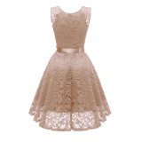 V-Neck Lace Sleeveless A-Line Evening Dress