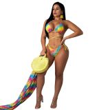 Chiffon Bikini Set with Cloak Three Piece Set