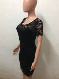 Short Sleeve Lace Mini Dress