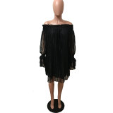 Boogie Nights Off Shoulder Dress - Black