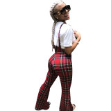 Plaid Printed Sling Jumpsuit With Wide Leg