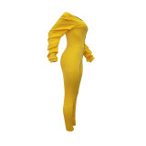 Slash Neck Thickened Space Sleeve Jumpsuit