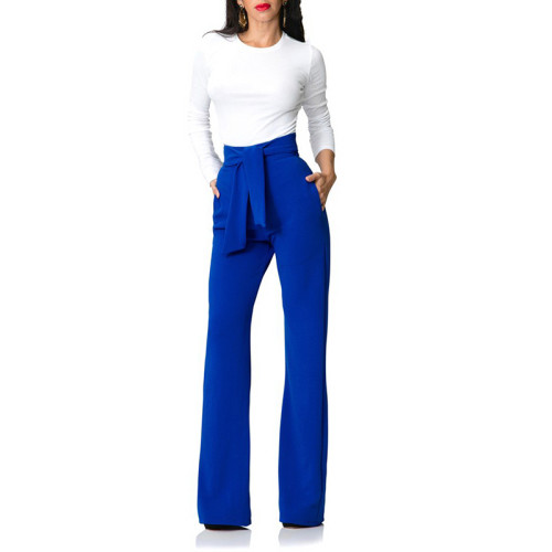 Womens Black Pants With Bow Wide Leg