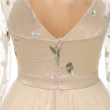 Lace Embroidered Bell Sleeve Tutu Cocktail Dress