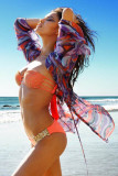 Colorful Chiffon Long-sleeved Beach Dress L38277