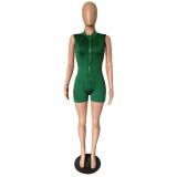 Casual Sleeveless Hot Brick Romper
