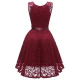V-Neck Lace Sleeveless A-Line Evening Dress