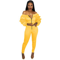 Slash Neck Thickened Space Sleeve Jumpsuit