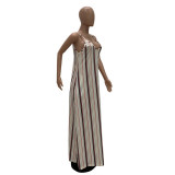 Spaghetti Strap Multi Color Maxi Dress