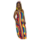 Spaghetti Strap Multi Color Maxi Dress