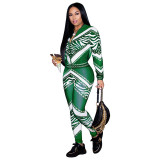 Casual Stitching Printed Sports Two Piece Outfits