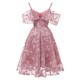 Women's Spaghetti Straps Lace Sleeveless A-Line Dress
