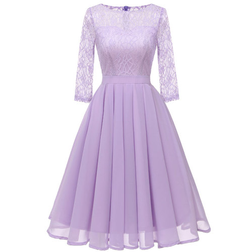 Women's Lace Sleeve Chiffon Swing Wedding Dress