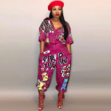 Euramerican Cartoon Printing One-piece Jumpsuits