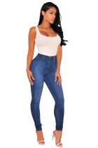 Blue Medium Wash Denim High-Waist Skinny Jeans L560