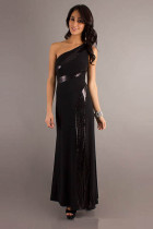 Long Black One Shoulder Dress L5009