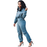 Turn-down Neck Long Sleeve Two Pieces Set