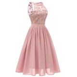 Women's Vintage Floral Lace Round Collar Dress